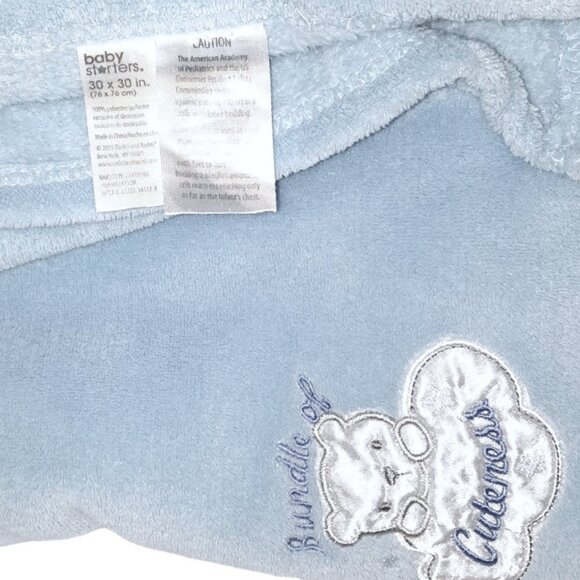 2015 Baby Starters Bundle Of Cuteness Bear Blue Security Lovey Blanket 33" X 30" - Picture 5 of 5